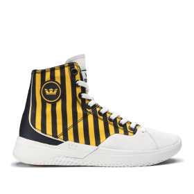 Supra Mens STATIK High Top Shoes Caution Stripe/bone | US-57059